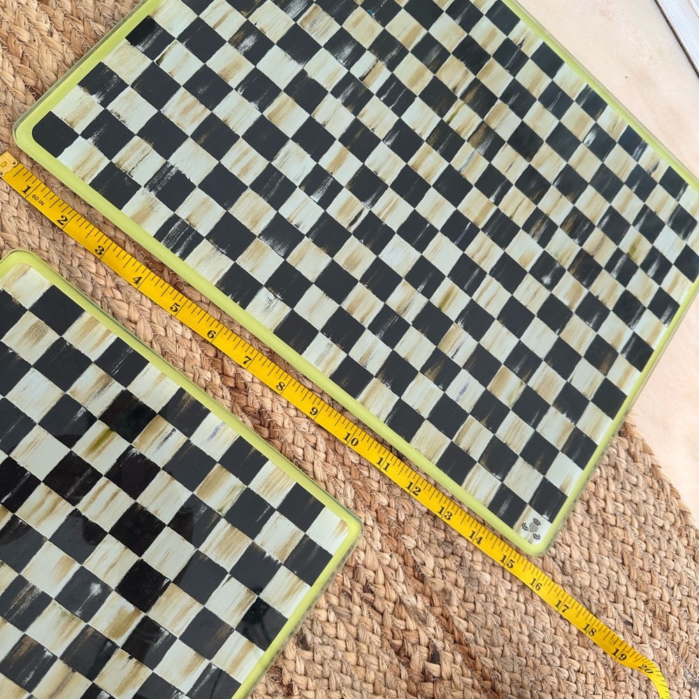 MacKenzie-Childs Checkered Cutting Boards - Black, White, Green - Picture 6 of 9